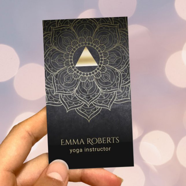 Yoga Instructor Guld Triangle Lotus Mandala Visitkort (Skapare uppladdad)