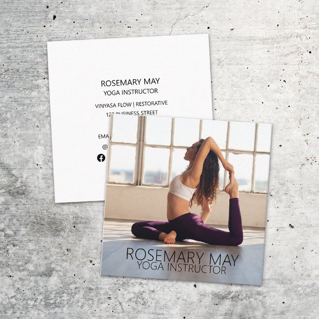 Yoga Instructor Health Fitness Personal Trainer Fyrkantigt Visitkort (Skapare uppladdad)