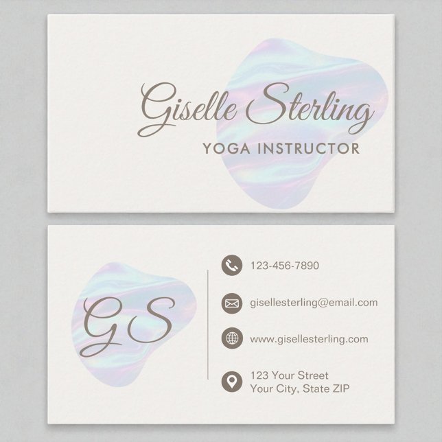 Yoga Instructor Iridescent Pearl Opal Abstrakt Visitkort (Skapare uppladdad)
