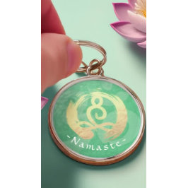 Yoga Instructor Life Coach Meditation Pose Zen OM Rund Silverfärgad Nyckelring