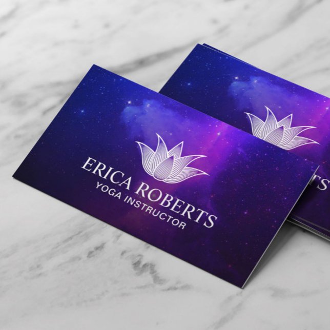 Yoga Instructor Lotus Flower Elegant Galaxy Visitkort (Skapare uppladdad)
