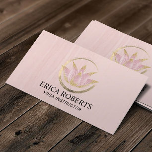Yoga Instructor Lotus Flower Guld Reiki Zen Circle Visitkort