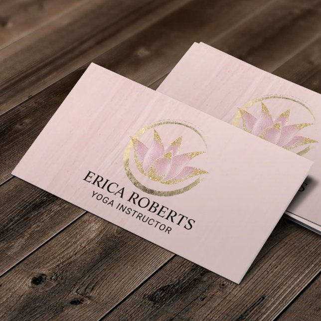 Yoga Instructor Lotus Flower Guld Reiki Zen Circle Visitkort (Skapare uppladdad)