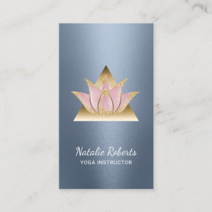 Yoga Instructor Lotus Flower Guld Triangle Visitkort