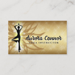 Yoga Instructor Lotus Flower Healthy Life Guld Visitkort