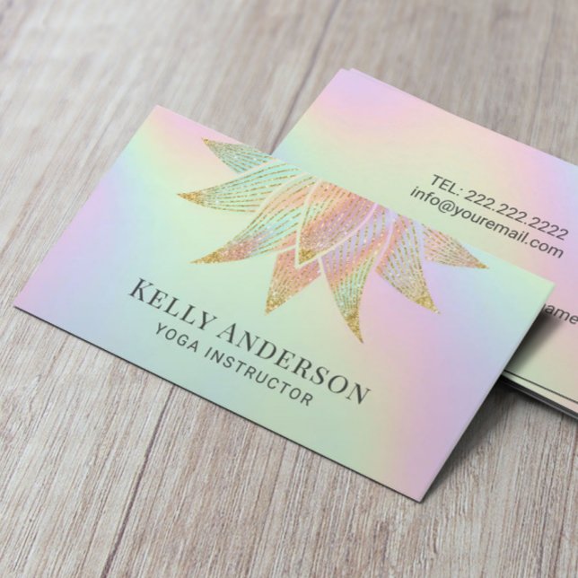 Yoga Instructor Lotus Flower HoloGrapel Pastel Visitkort (Skapare uppladdad)