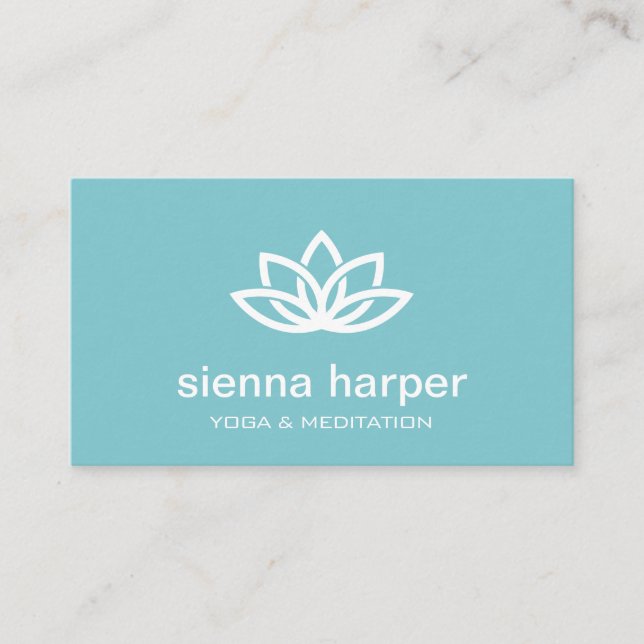 Yoga Instructor Lotus Flower Teal Visitkort (Framsida)