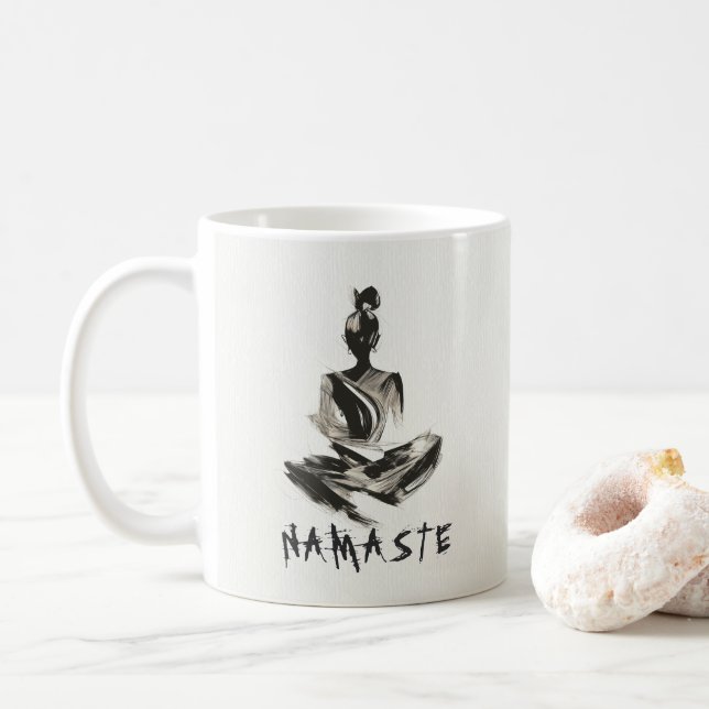Yoga Instructor Lotus Meditation Pose Brushstrokes Kaffemugg (Med munk)