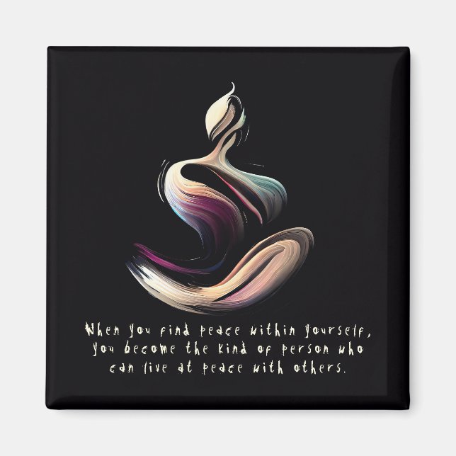 Yoga Instructor Lotus Meditation Pose Brushstrokes Magnet (Framsidan)
