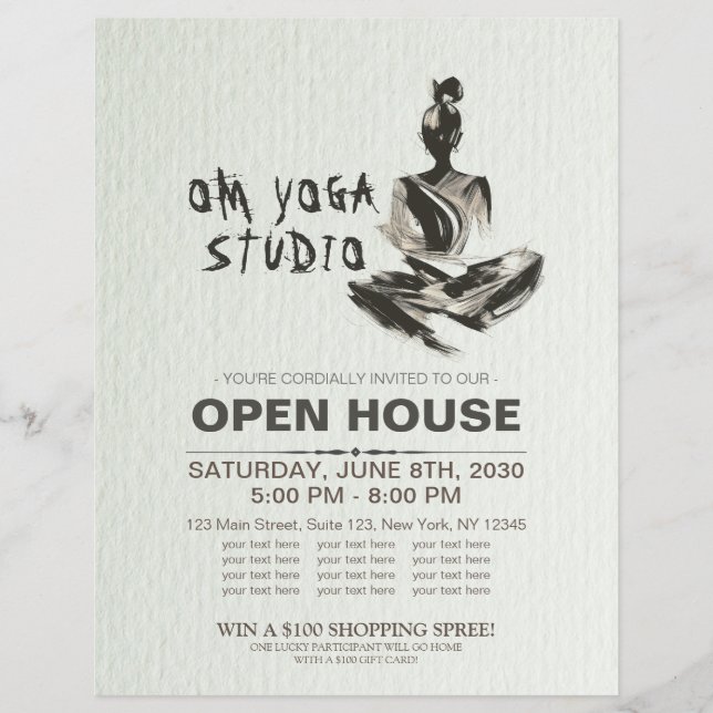 Yoga Instructor Lotus Meditation Pose Brushstrokes Reklamblad (Framsidan)