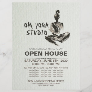 Yoga Instructor Lotus Meditation Pose Brushstrokes Reklamblad