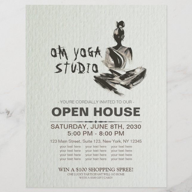 Yoga Instructor Lotus Meditation Pose Brushstrokes Reklamblad (Framsidan)