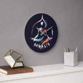 Yoga Instructor Lotus Meditation Pose Brushstrokes Stor Klocka