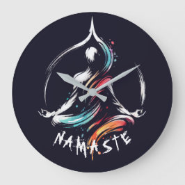 Yoga Instructor Lotus Meditation Pose Brushstrokes Stor Klocka