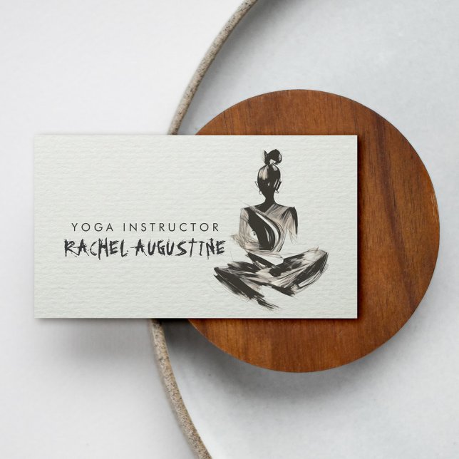 Yoga Instructor Lotus Meditation Pose Brushstrokes Visitkort (Skapare uppladdad)