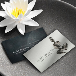 Yoga Instructor Lotus Meditation Pose Brushstrokes Visitkort