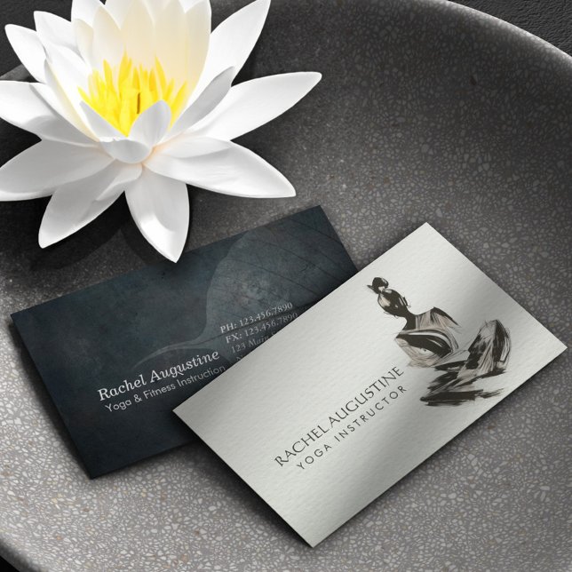 Yoga Instructor Lotus Meditation Pose Brushstrokes Visitkort (Skapare uppladdad)