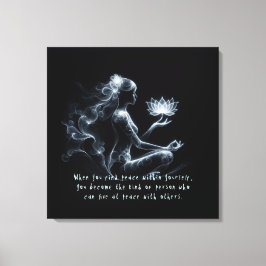 Yoga Instructor Lotus Meditation Pose Glowing Mist Canvastryck