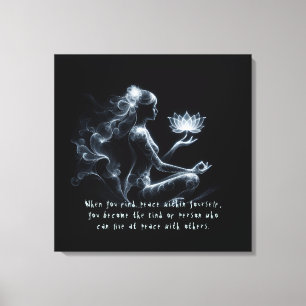 Yoga Instructor Lotus Meditation Pose Glowing Mist Canvastryck