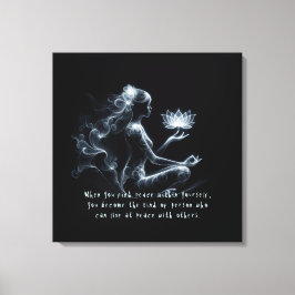 Yoga Instructor Lotus Meditation Pose Glowing Mist Canvastryck