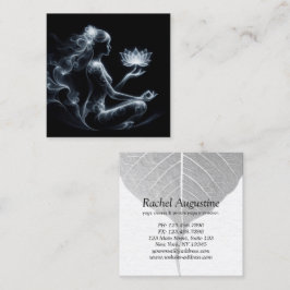 Yoga Instructor Lotus Meditation Pose Glowing Mist Fyrkantigt Visitkort