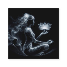Yoga Instructor Lotus Meditation Pose Glowing Mist