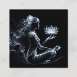 Yoga Instructor Lotus Meditation Pose Glowing Mist Fyrkantigt Visitkort