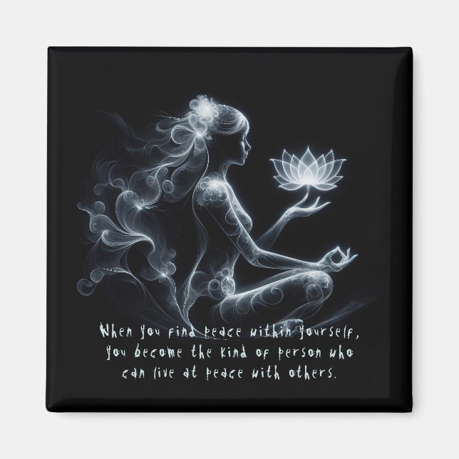 Yoga Instructor Lotus Meditation Pose Glowing Mist Magnet (Framsidan)