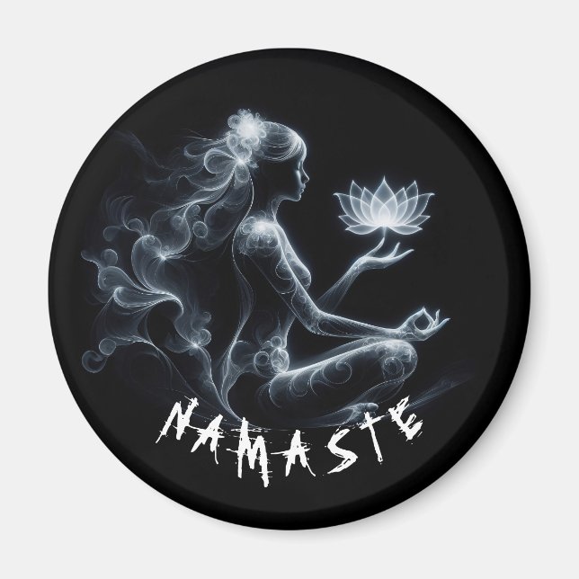 Yoga Instructor Lotus Meditation Pose Glowing Mist Magnet (Framsidan)