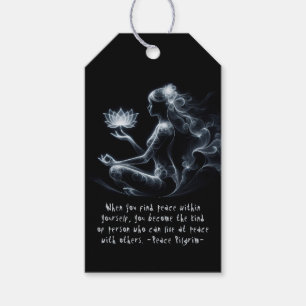 Yoga Instructor Lotus Meditation Pose Glowing Mist Presentetikett