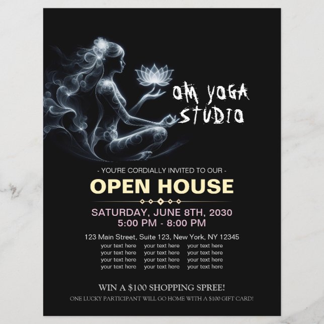 Yoga Instructor Lotus Meditation Pose Glowing Mist Reklamblad (Framsidan)