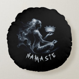 Yoga Instructor Lotus Meditation Pose Glowing Mist Rund Kudde