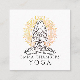 Yoga Instructor Lotus Pose Guld Mandala Fyrkantigt Visitkort