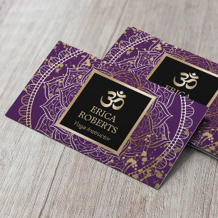 Yoga Instructor Mandala Modern Guld & Lila Visitkort