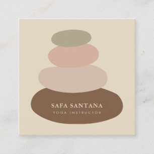 Yoga Instructor Massage Zen Stones Rustic Fyrkantigt Visitkort