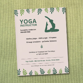 Yoga Instructor med Grönt Lövs Flyer