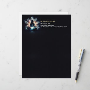Yoga Instructor Meditation Pose Glowing Mist Lotus Brevhuvud
