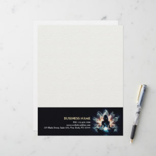 Yoga Instructor Meditation Pose Glowing Mist Lotus Brevhuvud