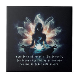 Yoga Instructor Meditation Pose Glowing Mist Lotus Kakelplatta