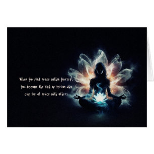 Yoga Instructor Meditation Pose Glowing Mist Lotus OBS Kort