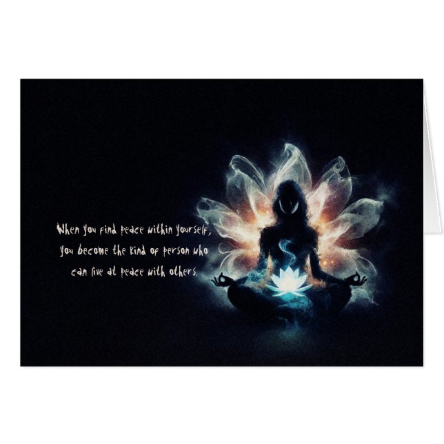 Yoga Instructor Meditation Pose Glowing Mist Lotus OBS Kort (Framsidan Horizontal)