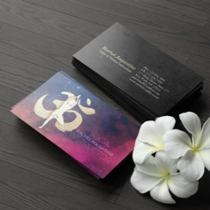 Yoga Instructor Meditation Pose OM Symbol Galaxy Visitkort