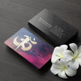 Yoga Instructor Meditation Pose OM Symbol Galaxy Visitkort