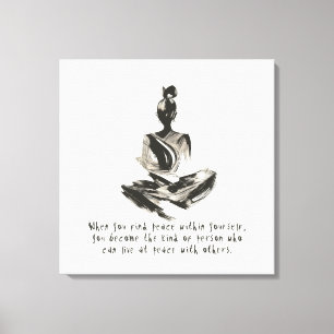 Yoga Instructor Meditation Pose Push Stroke-citat Canvastryck