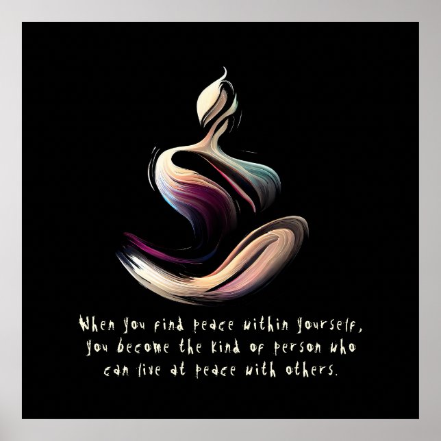 Yoga Instructor Meditation Pose Push Stroke-citat Poster (Framsidan)