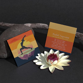 Yoga Instructor Meditation Pose Sol Flies Island Fyrkantigt Visitkort