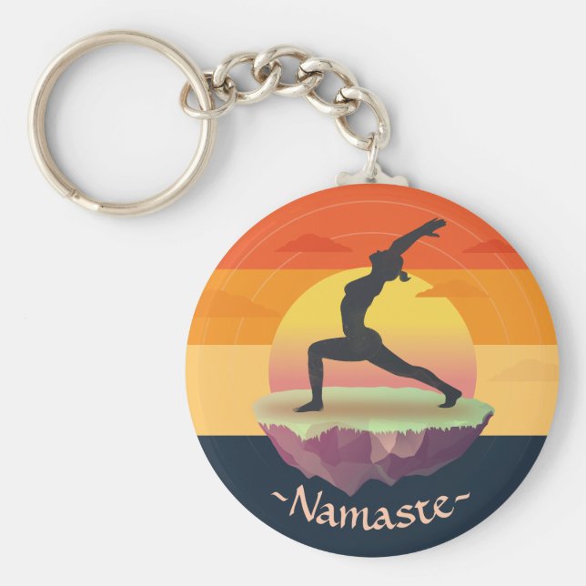 Yoga Instructor Meditation Pose Sol Flies Island Nyckelring (Framsidan)