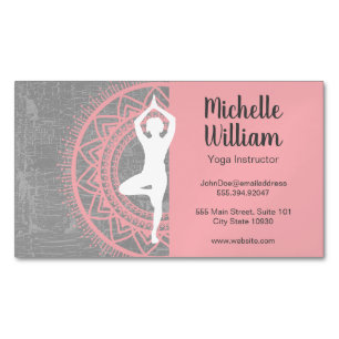 Yoga Instructor Medling Mandala Mönster Magnetiska Visitkort