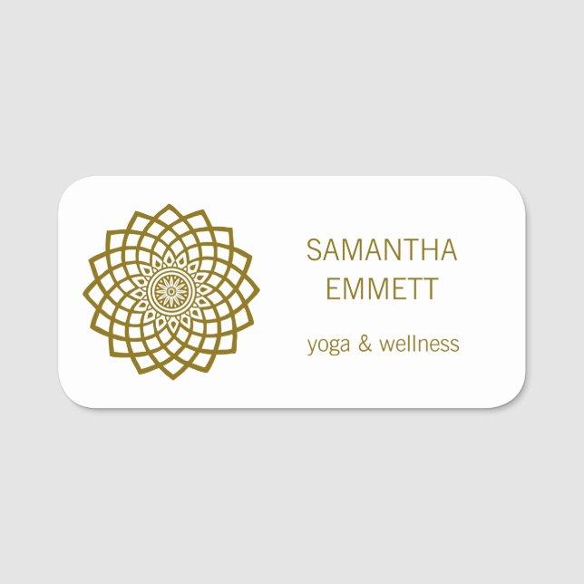 Yoga Instructor minimalist Mandala Modern Namnbricka (Framsida)