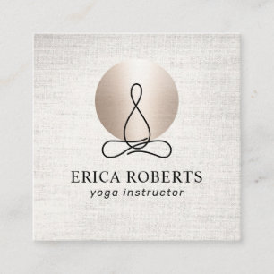Yoga Instructor Modern Guld Circle Elegant Linen Fyrkantigt Visitkort